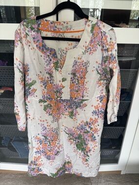 Boden Linen Dress with Flowers